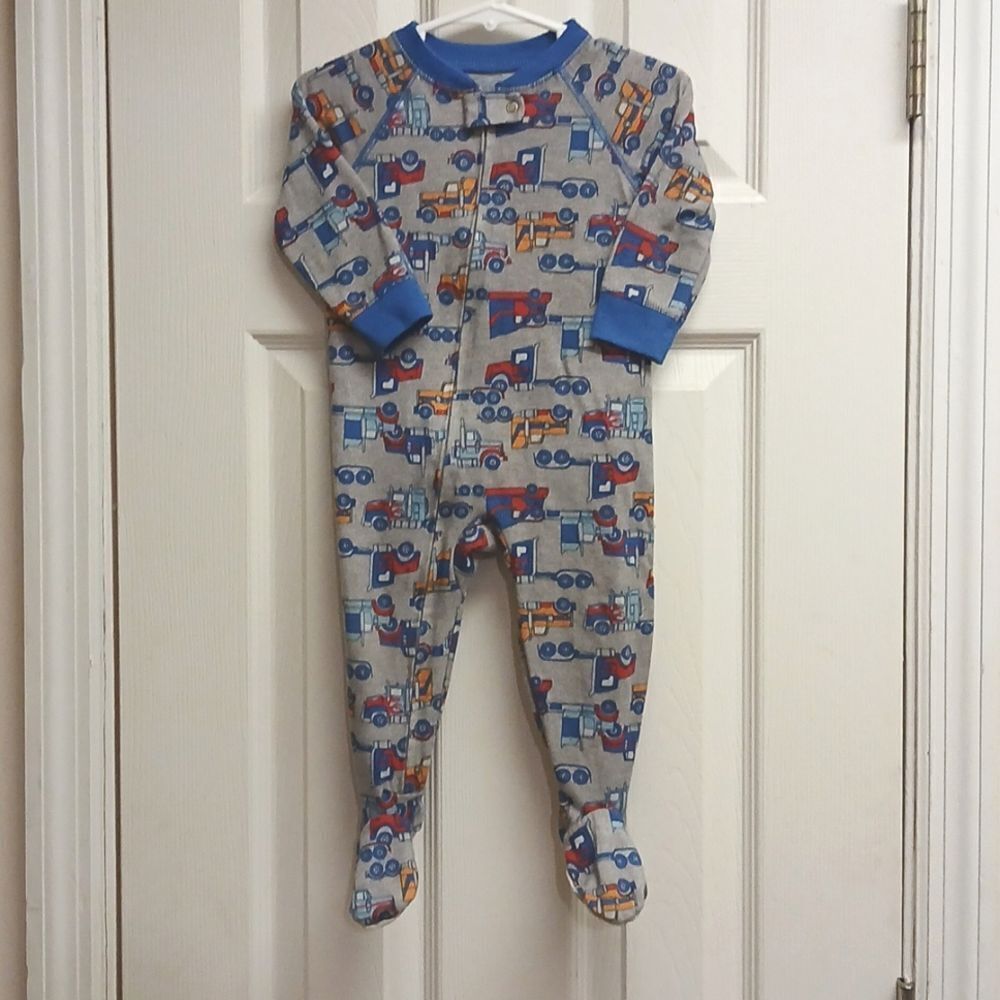 ⭐️5/$25 SALE JUST ONE YOU (CARTER'S) Boys 12M Semi Themed Footie PJ's Gray/Blue